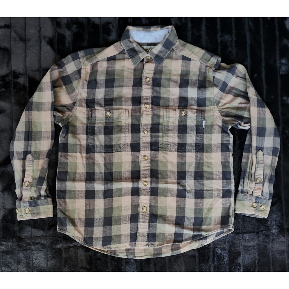 Woolrich Keystone Unbrushed Flannel Shirt Men's Large Olive Plaid Pre-owned